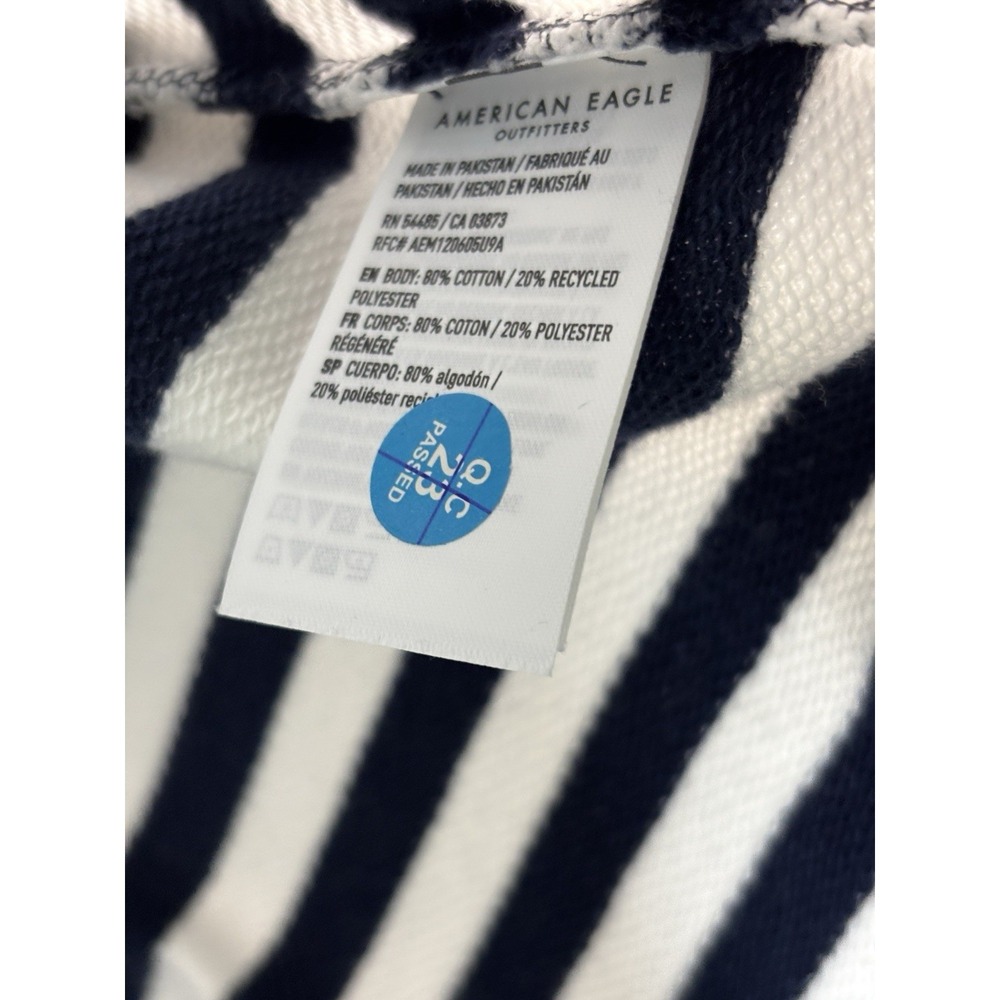 American Eagle Striped Cropped Pullover Sweatshirt Womens 2XS Blue Green - Picture 6 of 10